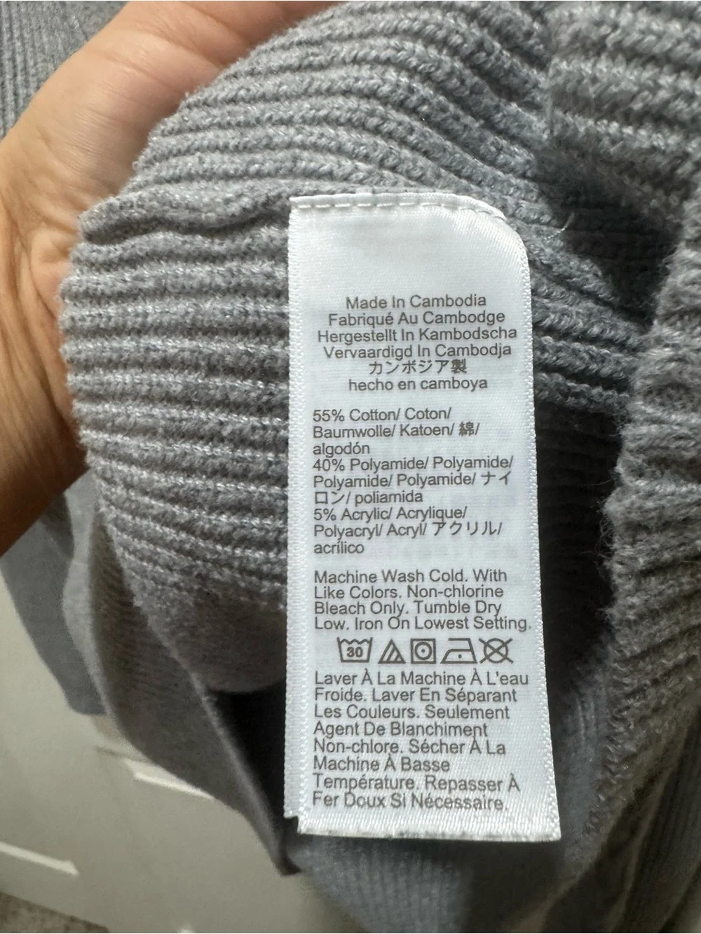 J.Crew Gray Ribbed Cotton Blend V-Neck Cardigan Sweater Size M
